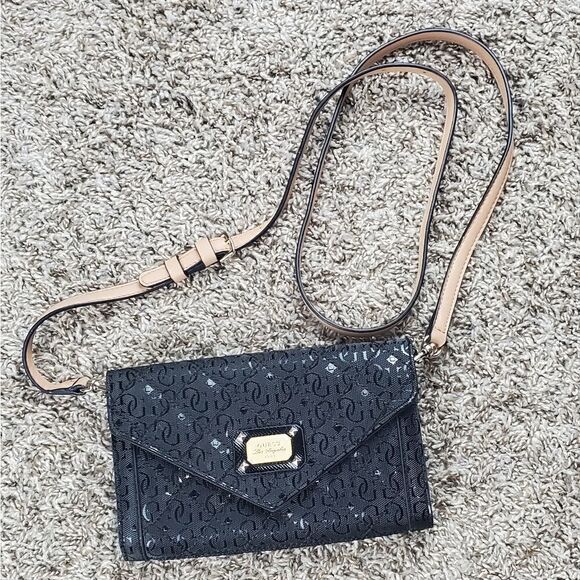 Guess Black Shimmery Wristlet Crossbody - Picture 1 of 9